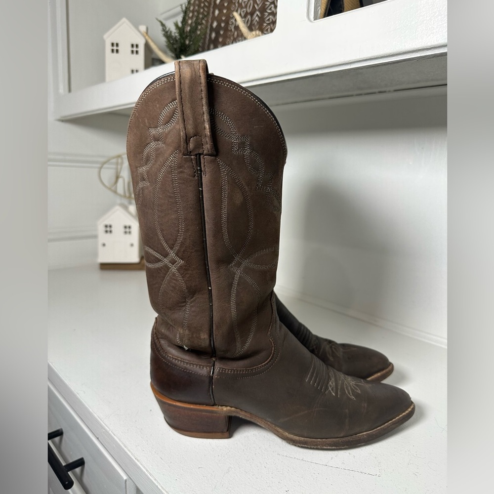 Vintage Dan Post Cowboy Boots Brown Leather Western Boot Mens 8D Wmn 9.5 Classic - Picture 5 of 10
